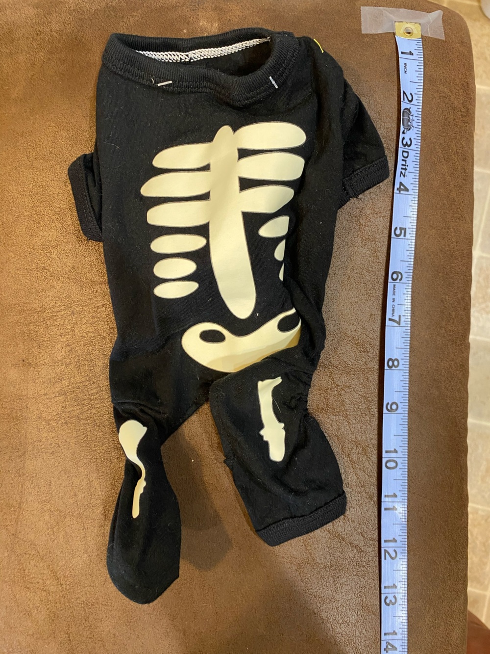 Black Dog Skeleton Pajamas with Cream Bone Print
